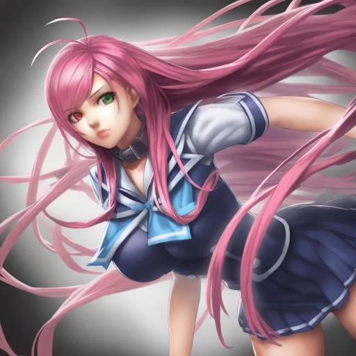 Illustration of Akashiya moka, rosario+vampire in the style of Cuboon