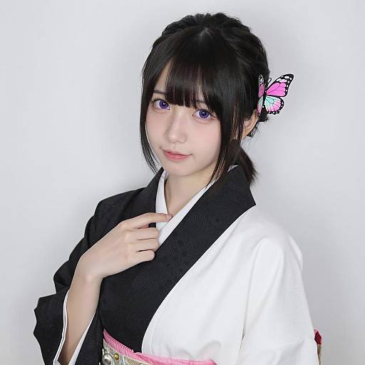 Elegant Young Asian Woman in Kimono