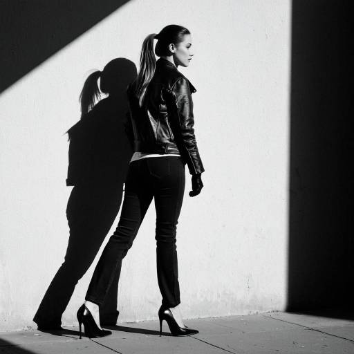 Woman in Black Leather Jacket Standing by Wall
