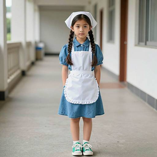 Charming Young Girl in Nanny Costume