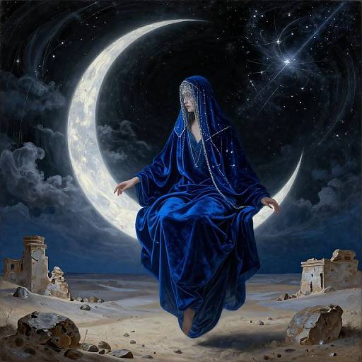 Celestial Enigma on Crescent Moon