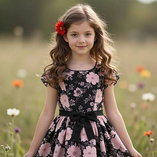 Charming Girl in Floral Dress
