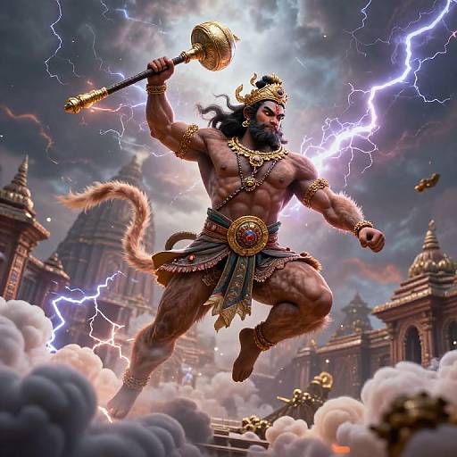 Epic Hanuman Battle Sky Scene