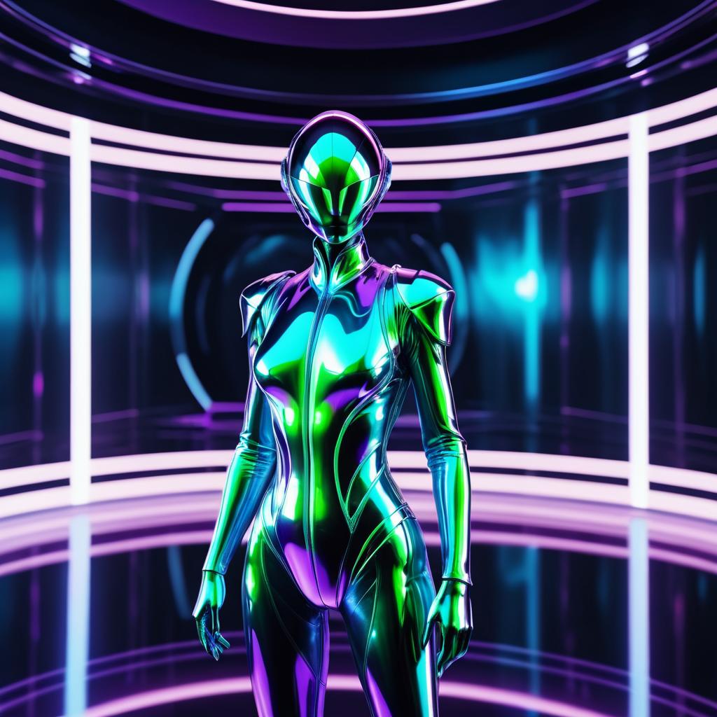 Iridescent Alien in Galactic Spaceship