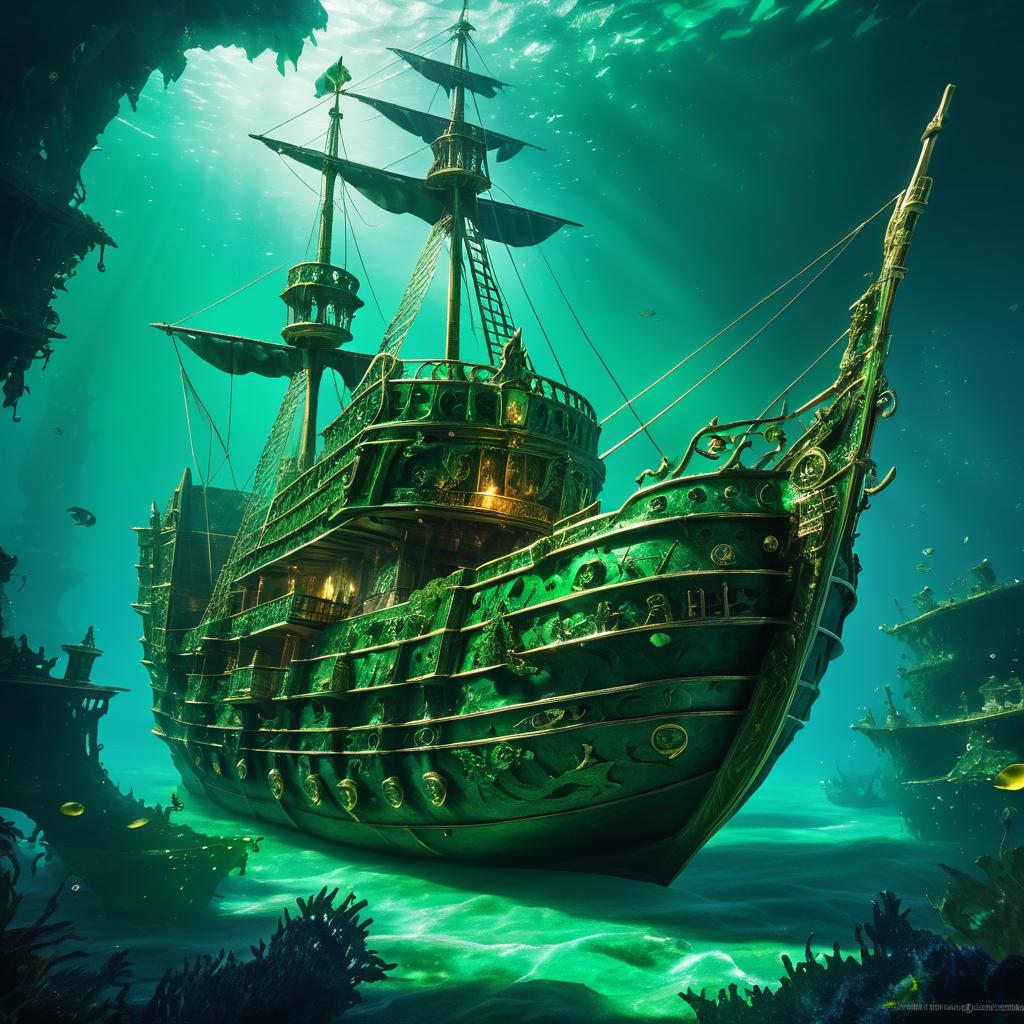 Mysterious Sunken Treasure Ship in Emerald Waters