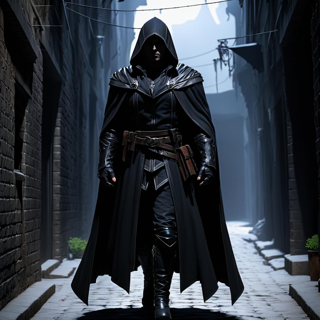 Cinematic Human Rogue in Shadowy Alley