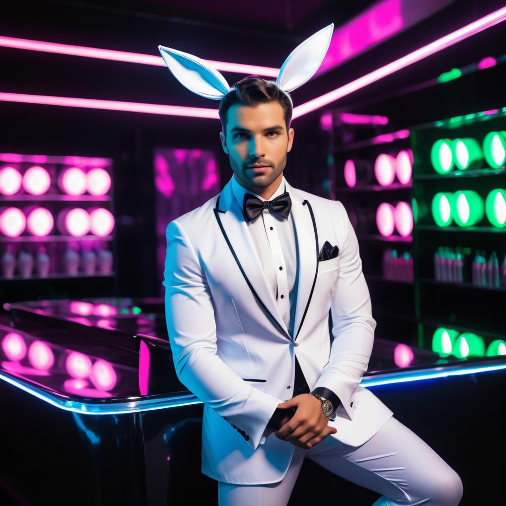 Stylish Man in Playboy Bunny Costume