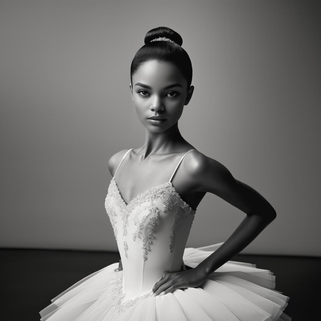 Elegant Ballerina in Serene Studio Portrait