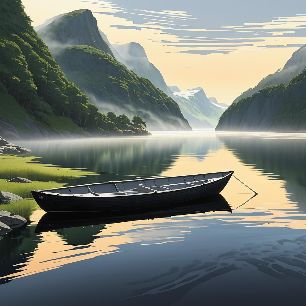 Tranquil Summer Day in Misty Fjord