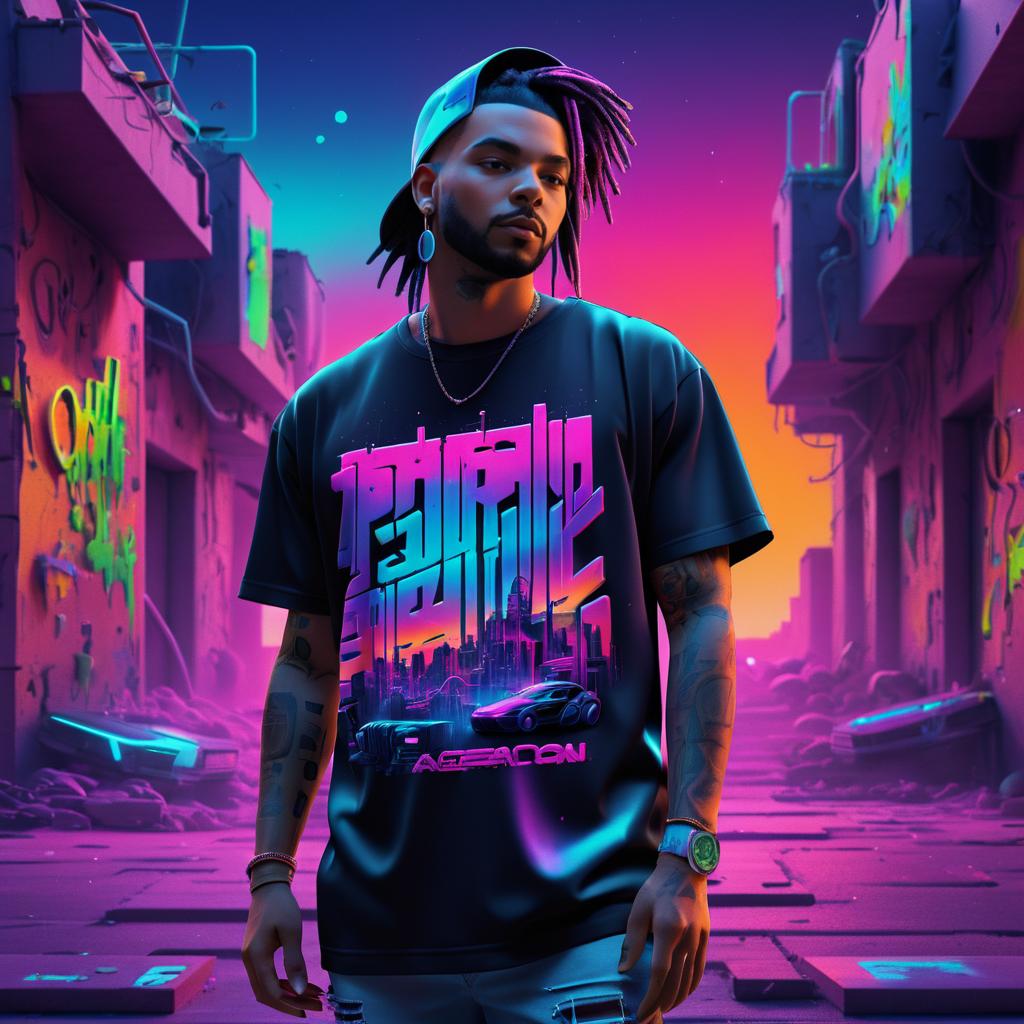 Futuristic Neon Dreams T-Shirt Design