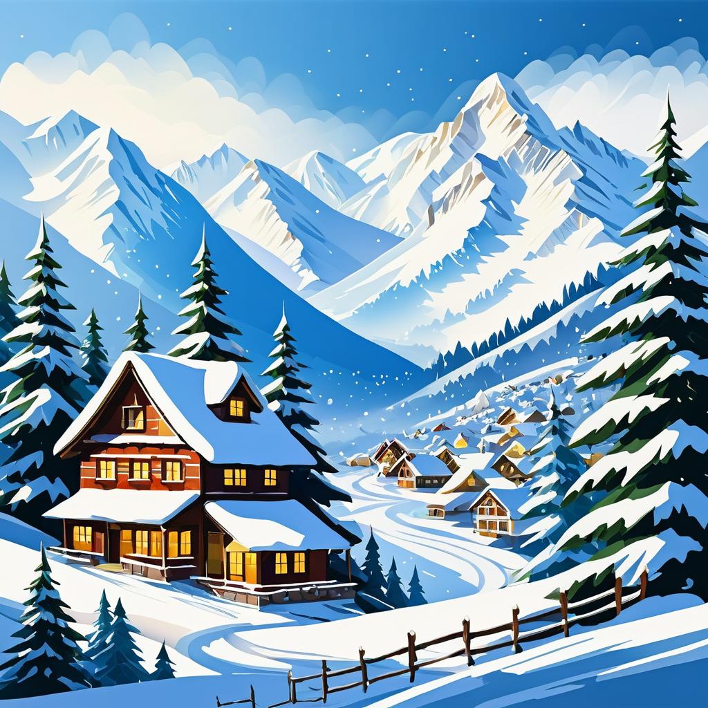 Snowy Mountainscape in Christmas Wonderland