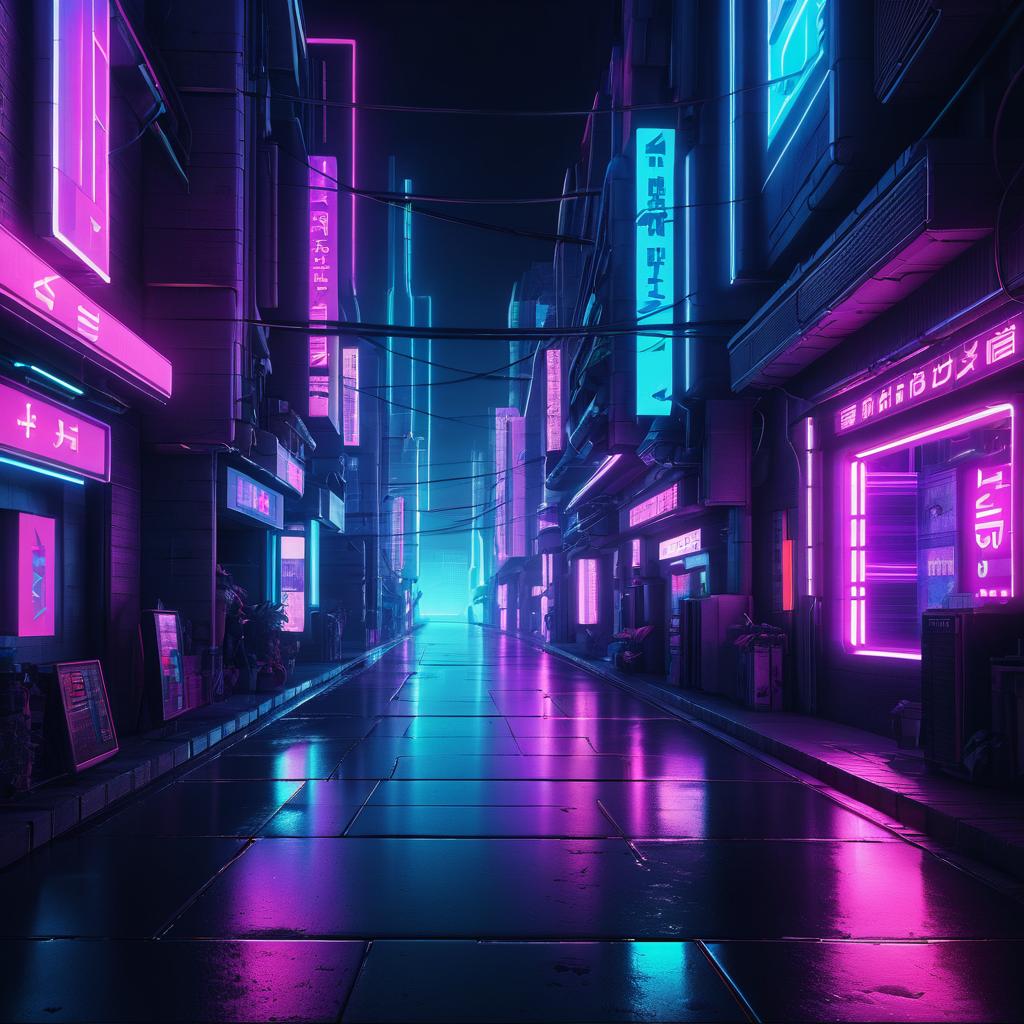 Vibrant Neon Cyberpunk Street Scene