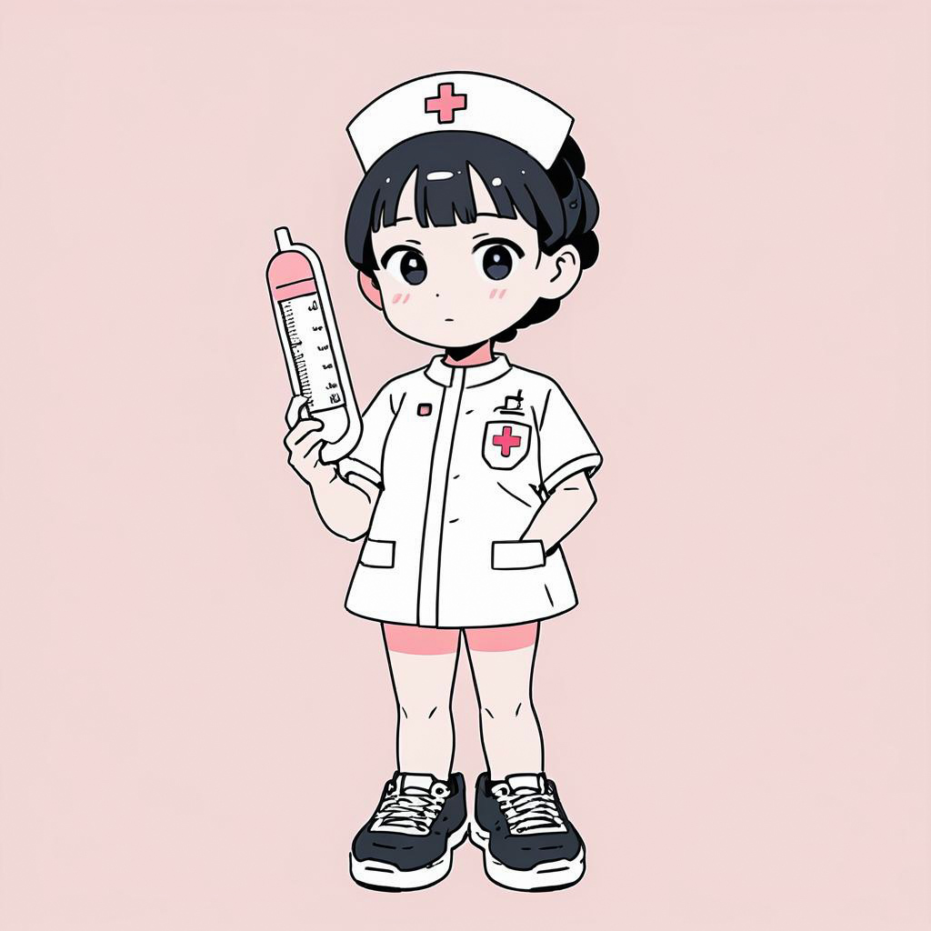 Curious Nurse in Soft Pink Studio