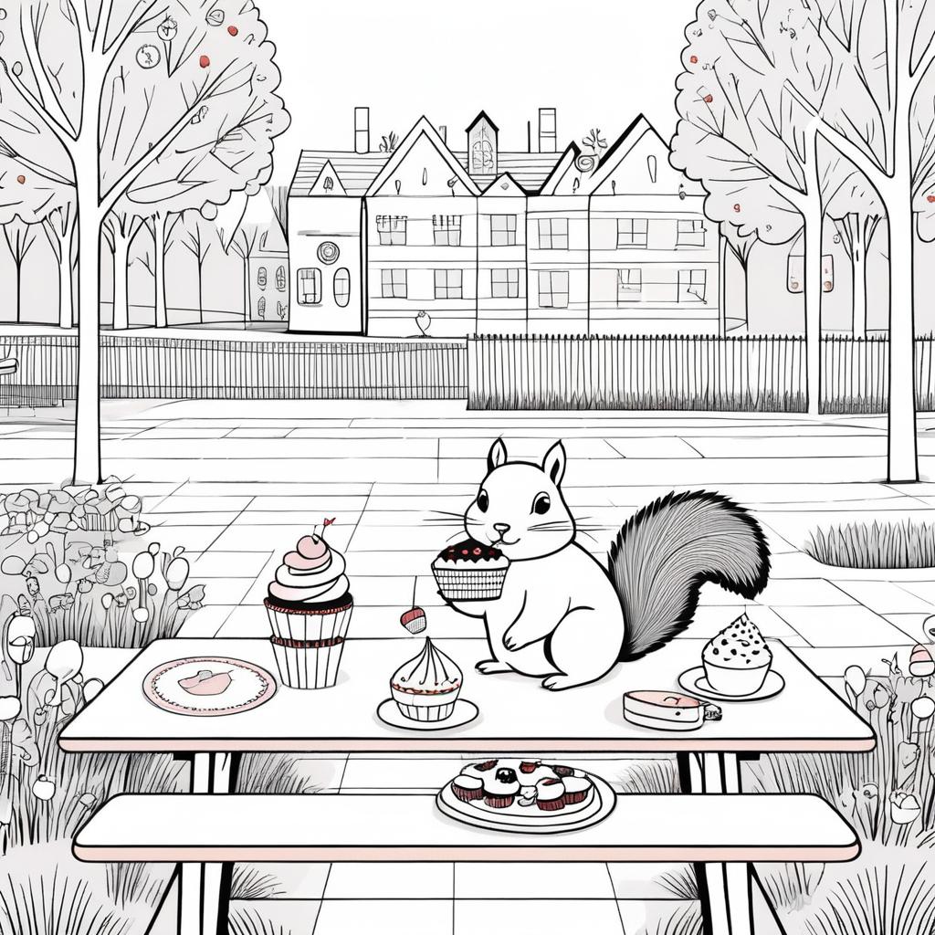 Mischievous Squirrel in Quirky Park Scene