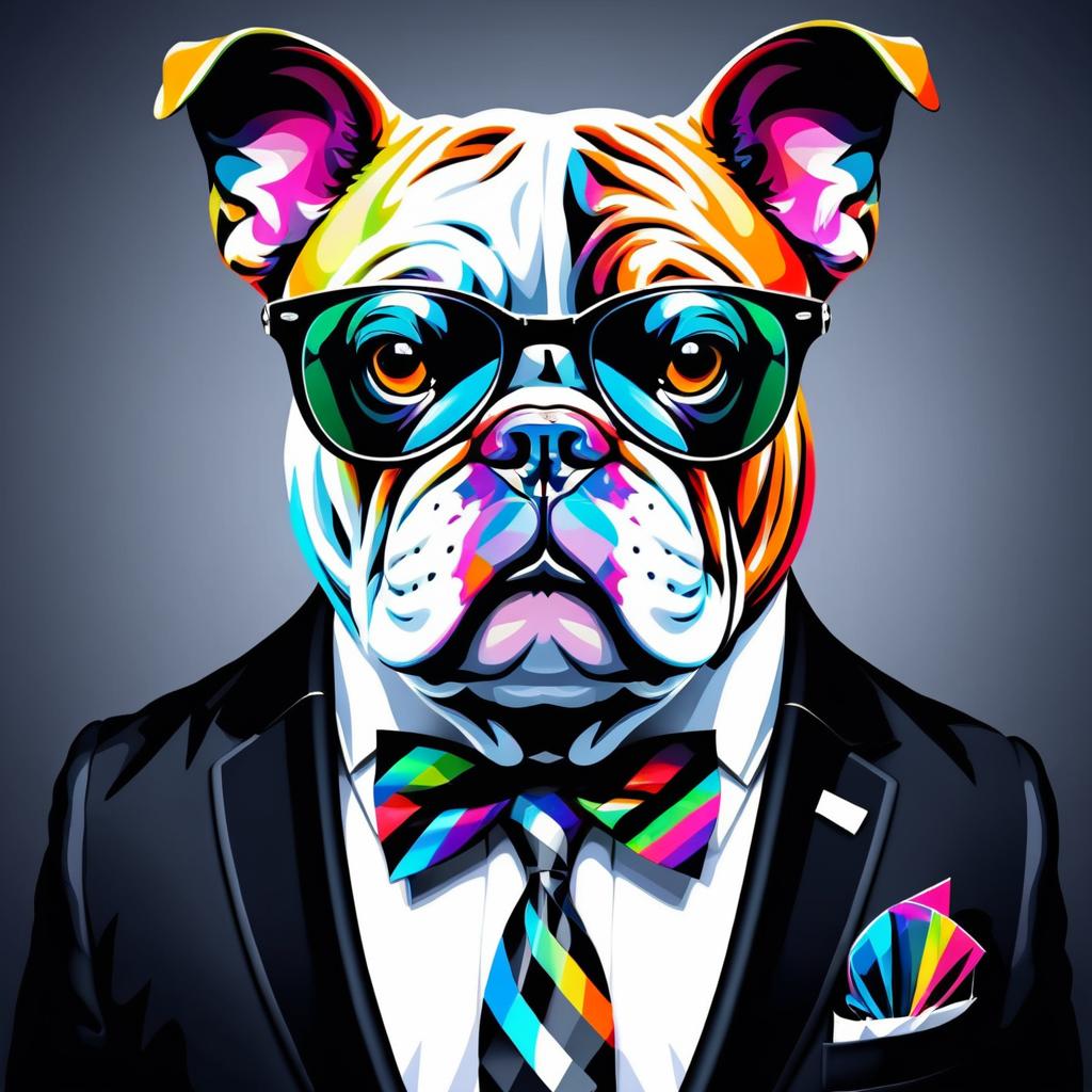 Dapper Bulldog in Tuxedo with Style