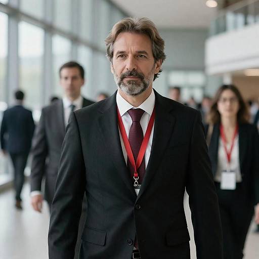 Middle-aged Businessman in Modern Office Hallway