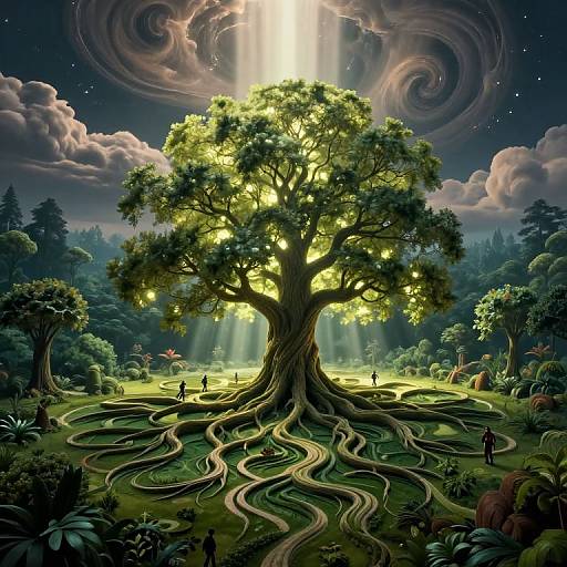 Surreal Luminescent Tree Landscape