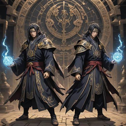 Mystical Guardians in Sacred Temple