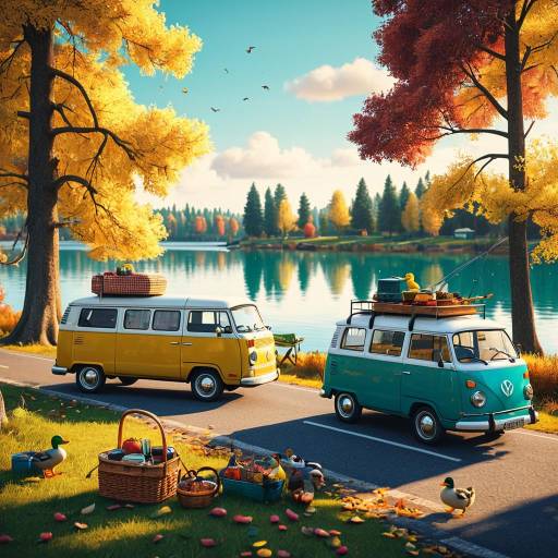 Pixar-Style Lakeside Adventure Scene Pixar-Style Lakeside Adventure Scene