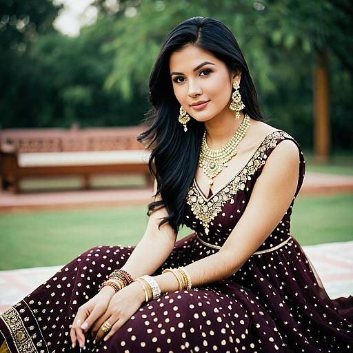 Woman in Traditional Mehndi Party Dress