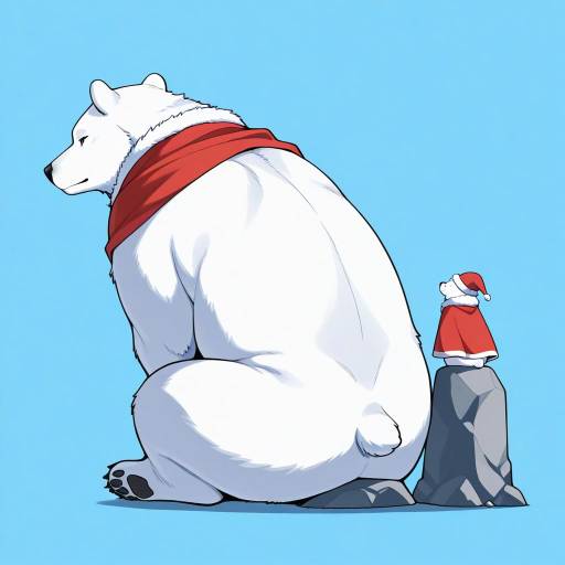 Cheerful Polar Bear in Holiday Attire