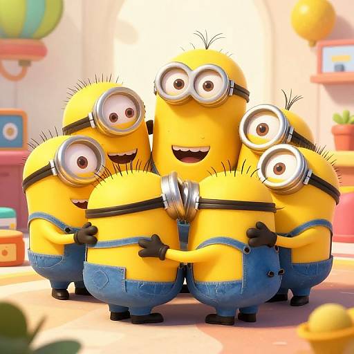 Joyful Minions Hugging in Sunshine