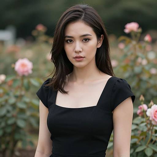 Hyperrealistic Portrait in Rose Garden