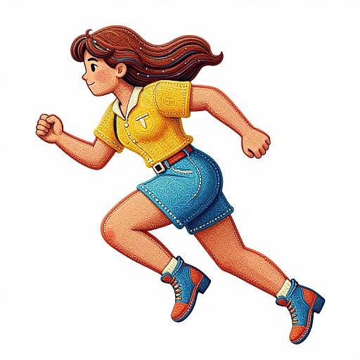 Running Woman in 1970s Style Vector Art