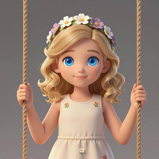 Charming Young Girl in Floral Attire