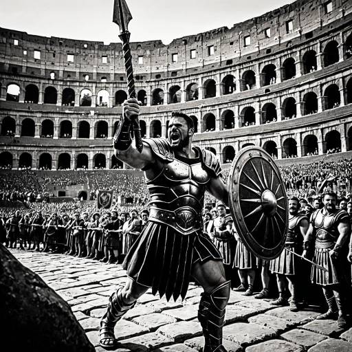Heroic Gladiator in Ancient Colosseum