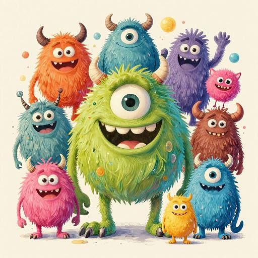 Whimsical Mischievous Monster Gathering