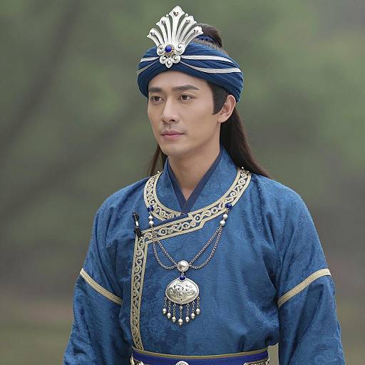 Photorealistic Portrait of Asian Man in Blue