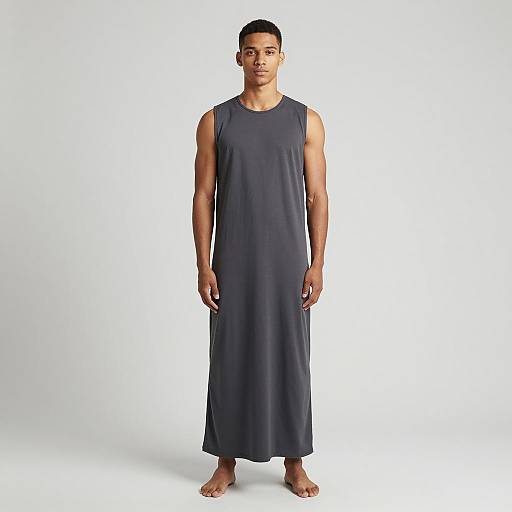 Young Man Wearing Long Sleeveless Dress