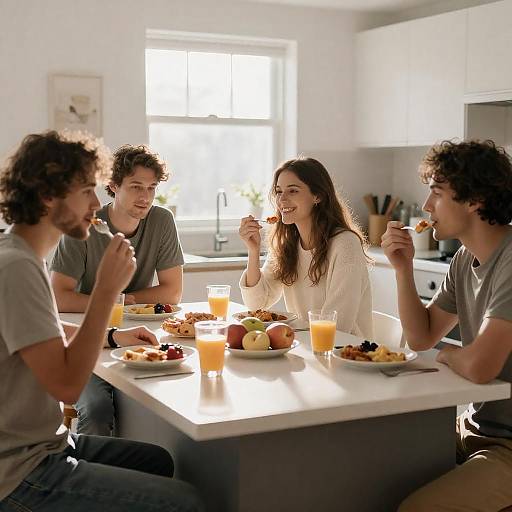 Cozy Morning Breakfast Around Kitchen Island