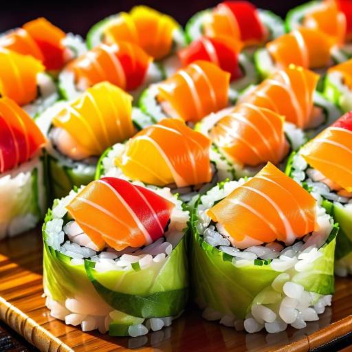 Macro Close-up of Gourmet Sushi Rolls
