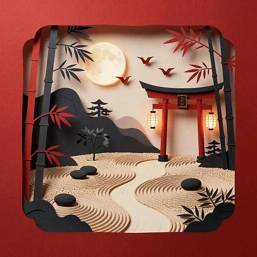 Paper Cut Japanese Zen Garden