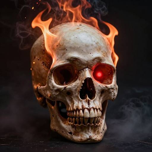 Flaming Skull with Glowing Eyes
