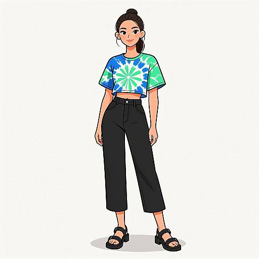 Smiling Woman in Tie-Dye Street Style