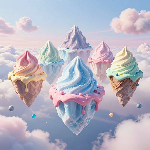 Surreal Floating Ice Cream Archipelago