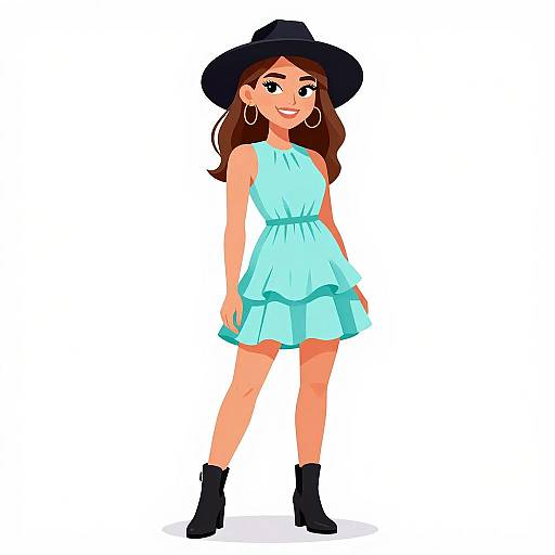 Boho Chic Woman in Turquoise Dress