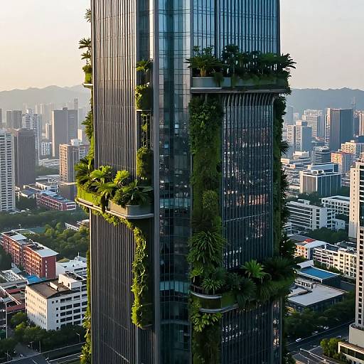 Futuristic Skyscraper with Green Spiral Gardens