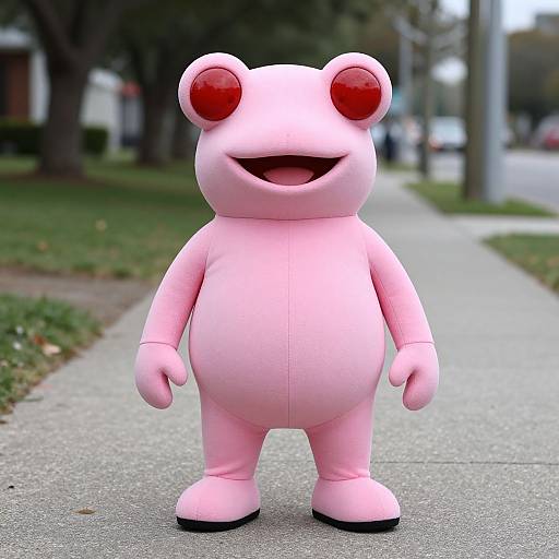 Pink Toad Costume on Sidewalk
