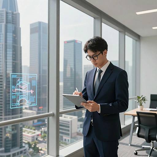Modern Businessman in Futuristic Office
