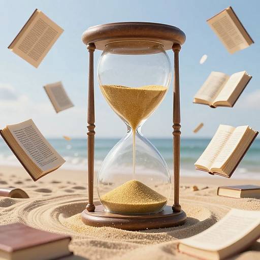 Colossal Hourglass with Levitating Books