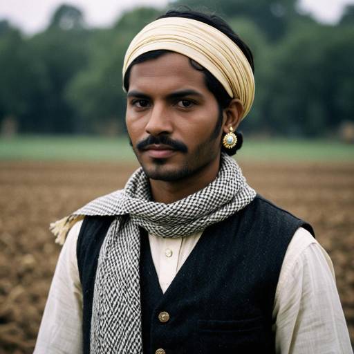 Dramatic Indian Farmer Costume Portrait