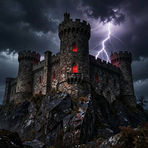 Dark Medieval Fortress on Cliff