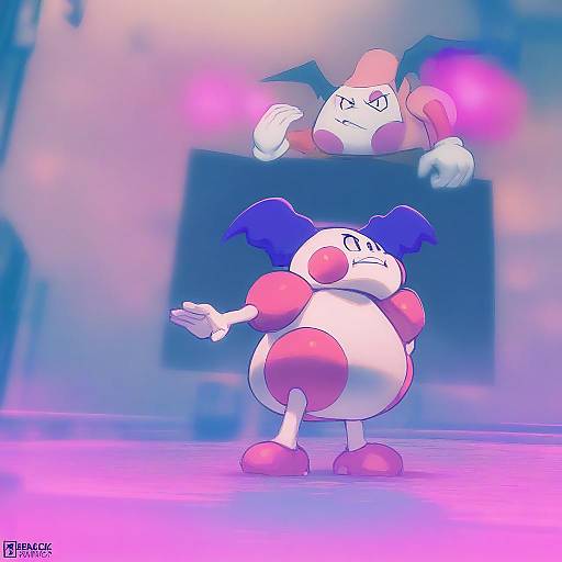 Illustration of Mr. mime, pokemon in the style of Aurahack