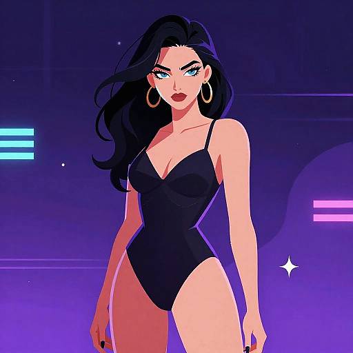 Erotic Woman Cartoon Byzantine Synthwave
