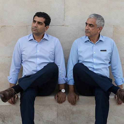 Two Men Against a Stone Wall