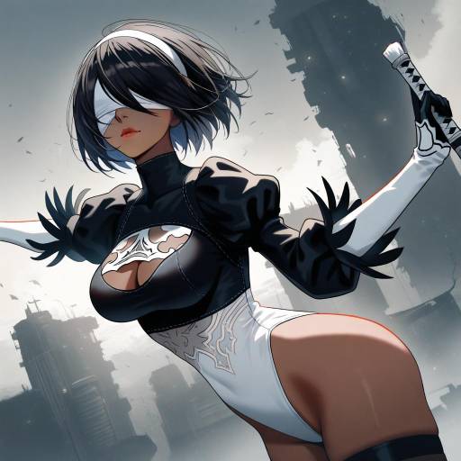 Illustration of 2p (nier:automata), nier (series) in the style of Hatsuzuki 527